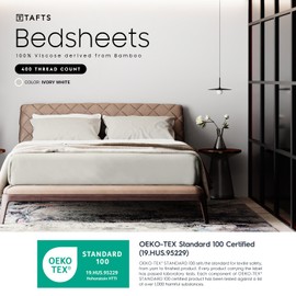 Tafts Cali-King Sheets Set, Pure 100% Viscose derived from Bamboo Bed Sheets Set, Luxuriously Soft, Silky, Cooling Sheets, Double Stitched, Lifetime Quality Promise (Ivory White)