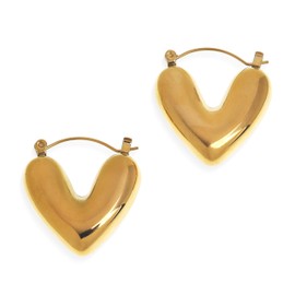 Sonateomber Gold Heart Hoop Earrings for Women, Chunky Love Hinged Huggie Earing Lightweight Hypoallergenic Prom Valentine Fashion Jewelry Gift