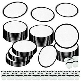YEAHACLUB 50PCS Foldable Flying Disc Fans with Bags, 9.8'' DIY Handheld Black Egde Fabric Folding Fan for Outdoor Game Activities Birthday Party Favors Gifts, White