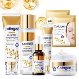 Collagen 콜라겐 스킨 케어 세트, 주름과 잔주름을 위한 안티에이징 스킨케어 모공 축소, 수분 공급 및 단단한 피부, [5 Collagen-13] Collagen Skin Care Set, Anti-Aging Skincare for Wrinkles and Fine Lines, Pore Minimizing, Hydration and Firm Skin, [5 Collagen-13]