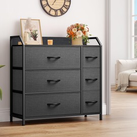 YITAHOME Dresser with 6 Drawers - Fabric Dresser, Storage Tower Organizer Unit for Bedroom, Living Room, Closets - Sturdy Steel Frame, Wooden Top & Easy Pull Fabric Bins