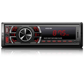 HIMICAR Estereo para Automovil MP3, Autoestéreo Bluetooth Llamada Manos Libres, Control por Voz, Dual USB, Bluetooth, FM, AUX, TF, Disco U, Micrófono Incorporado + Controles del Volante