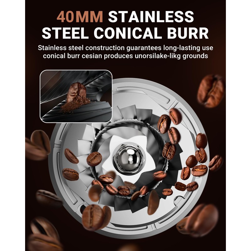 AMZCHEF Coffee Grinder, Coffee Bean Grinder for Home Use with
