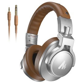 MAONO Professionelle Studio Kopfhörer, Kopfhörer Over Ear mit 6,35 & 3,5mm abnehmbarem Kabel, Geschlossene Design, 50 mm Treiber, für Podcasts, Handy, PC, Mikrofon, Instrumente, MH700 Silber