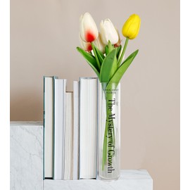 Book Vase for Flowers, Unique Flower Vase Gifts for Women, Cute Acrylic Vase, Dorm Room Essentials Flower Vase, Modern Aesthetic Vase for Bookshelf, Bookcase, Desk, Room, Office, Home Decor (Clear)