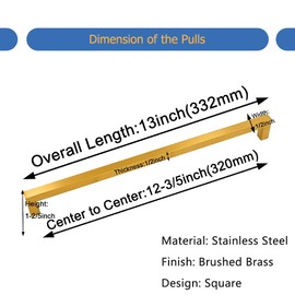 homdiy (6 Pack) Gold Cabinet Handles Square Kitchen Cabinet Pulls 12-3/5 inch - HDJ12GD Dresser Drawer Pulls Modern Cupboard Handles