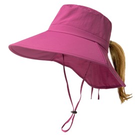 TOP-EX XL Sun Hats for Women UPF 50 Wide Brim Summer Hatsfor Ladies Waterproof Fishing Gardening Hat with Ponytail Hole & Neck Cover Packable Adjustable Purple X-Large Head