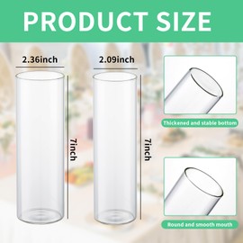 30pcs Glass Cylinder Bud Vases for Centerpieces 7 Inches Tall Slim Flower Vases Wedding Decorations Hurricane Candle Holder Bulk Cylinder Flower& Plant Vases for Wedding Party Home Table Decor