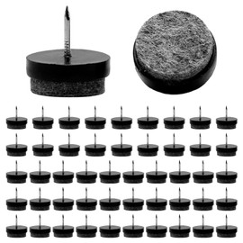 Pack of 50 Felt Gliders for Chairs, Felt Glides Nails, Furniture Gliders with Nail, Chair F-Glides Screws Round, Diameter 22 mm Chair Glides for Nailing for Laminate Parquet Armchair (Colour: Black)