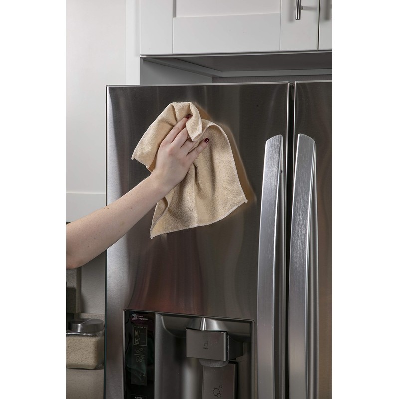 Copper Lane Lint Streak-Free Microfiber Cleaning Cloths, Tan and Copper