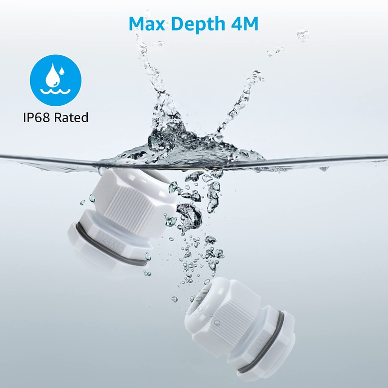 50 Pack Waterproof Cable Glands Adjustable 3-16mm Cable Connectors M12