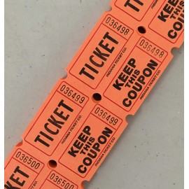 500 Orange 50/50 Double Stub Raffle Tickets