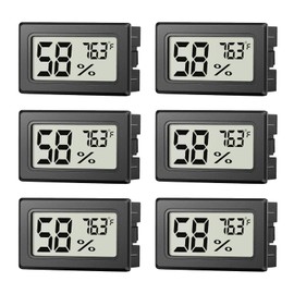 6 Pack Mini Hygrometer Indoor Humidity Meter, Small Digital Thermometer Humidity Gauge Meter, Indoor Thermometer Hygrometer Monitor Fahrenheit (℉) for Humidor, Thermostat Reptile Tank, Mason Jars