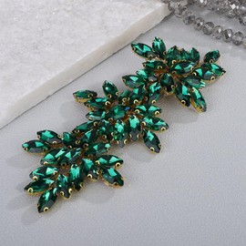 Teyglen Full Rhinestone Crystal Wedding Hair Barrette Bridal Hair Clips for Wedding Headpiece Handmade Crystal Hair Piece Hair Accessories for Women Bridesmaid(Peacock green)