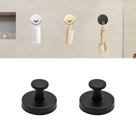 2 PCS Suction Cup Hooks for Shower, Bathroom Stainless Steel Suction Shower Hooks Mounting on Shower Glass Doors, Tile, Mirrors (Black)