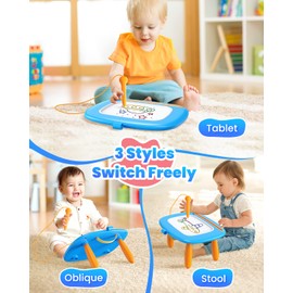 Seimome Seimome Toddlers Toys Ages 1-3, Magnetic Drawing Board, Toddler Boy Toys for 1 2 3 Years Old, Doodle Board Pad Learning and Educational Toys for 18 Months Baby 1-3 Yr Kids Birthday Gifts - Blue