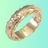 Yellow Gold Plated Floral Stackable Wedding Engagement Band Engraved Rose