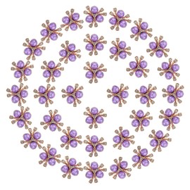 PATIKIL 40PCS Pearl Flower Buttons, Rhinestone Pearl Buttons Embellishments, Purple