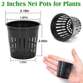 ZeeDix 50 Pack 2 Inch Garden Slotted Mesh Net Cups- Plant Nursery Net Cups for Hydroponics, Reusable Heavy Duty Wide Lip Round Bucket Basket for Plants