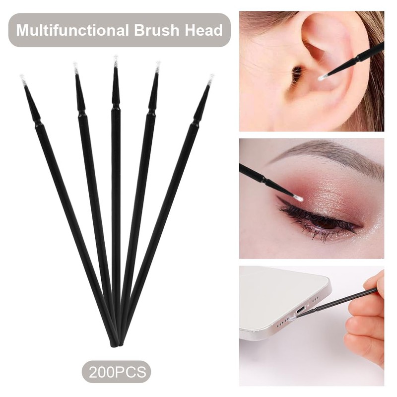 LOPHE 200Pcs Micro Applicator Brushes, Disposable Applicator Eyelash Extensions Mascara