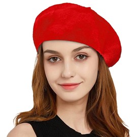 PNPGDYK French Beret Vintage Beret Hats for Women Solid Color Classic French Beret Hats Winter Warm Cap for Women & Men（Big Red）