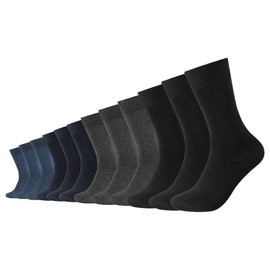 Camano Unisex Socks Comfort Cotton Crew Pack of 12 35-38 39-42 43-46 Black Grey Blue, Navy Mix (5997)