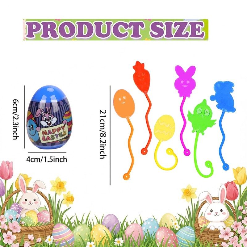 BEIGUO Easter Eggs with Sticky Stretchy Toys Inside – 24