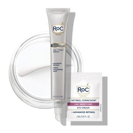 RoC Derm Correxion Fill + Treat Advanced Retinol Serum, Wrinkle Filler Treatment with Hyaluronic Acid for Crow's Feet, 11 Wrinkles, & Laugh Lines, (.5 fl oz) with Retinol Packette (Packaging May Vary)