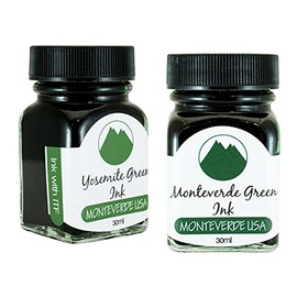 Monteverde 60ml Core Fountain Pen Ink Bottle (30ml Yosemite Green Ink Bottle G309YG, 30ml Monteverde Green Ink Bottle G309MG)