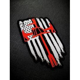 American Flag Axe Halligan Helmet Cross Firefighter Fireman Fire Maltese Decal (8")