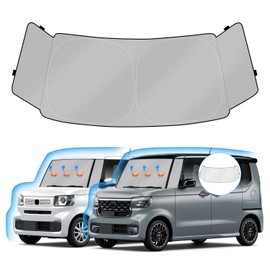 J-PREMIS Honda New N-BOX JF5/6 Type Windshield Sun Shade N Box 3rd Generation October 2023 Current Car Sun Shade UV Protection Blackout Shade Sunshade Steering Wheel Sun Shade Light Shielding Heat