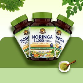 Vitalitown Moringa Capsules 11,000 MG, Organic Moringa Supplement,  No Sticks, No Caffeine, Moringa Oleifera, Energy, Appetite, 90 Capsules:_3pack