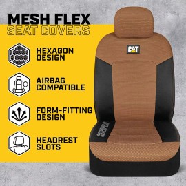 Caterpillar MeshFlex Automotive Seat Covers for Cars Trucks SUVs Set of 2 -BEIGE