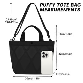 YAMEIZE Small Crossbody Bags for Women Puffer Tote Bag Quilted Tote Shoulder Bags Handbags Purse with Zipper Pocket for Travel Work Gym