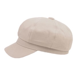 B-HOT Womens Newsboy 8 Panel Cabbie Painter Baker Boy Flat Cap for Men Ladies Cotton Peaked Visor Beret Hat A:Khaki