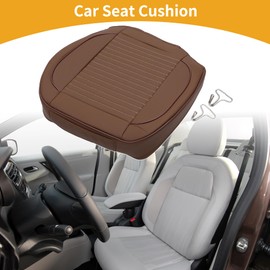 Partuto 1 Pc 51x53cm Universal Car Seat Cushion - for Car Travel Driving Seat Protection Pad Cover Anti-Slip - Faux Leather Light Brown