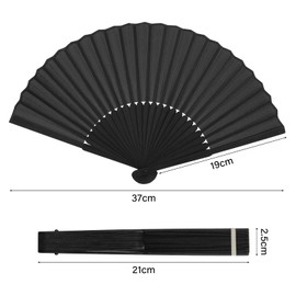 Pack of 2 Hand Fans, Foldable Fans, Small Fabric Hand Fan for Cooling in Summer, Chinese Fans, Black Pocket Fans, Folding Fans for Wedding, Preferential Performance, Dance Decoration