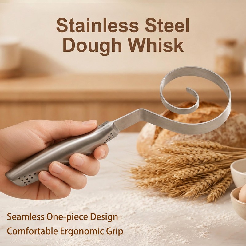 Stainless Steel Danish Dough Whisk 10 Inch, Sturdy One Piece