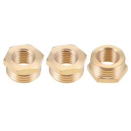 DTGN G1/2 Female x G1/4 Male Brass Pipe Fitting Set of 3 Perfect for Pipe Connection Brass Reducer Adapter Go Red Tone