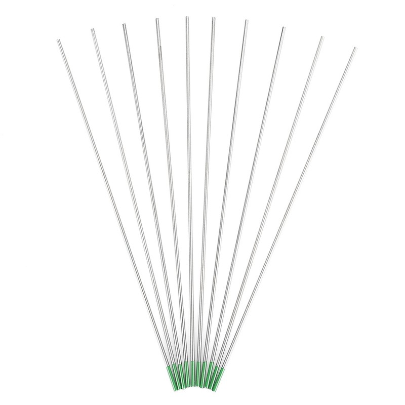 10Pcs Pure Tungsten Electrodes WP Green Tip for AC Tig
