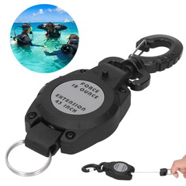 Lwuey Retractable Equipment Holding Straps for Diving, Telescopic Key Chain, Steel Wire Cord, Carabiner Holder, Anti-Lost Hook, Key Chain, Flexible for Office Workers, black