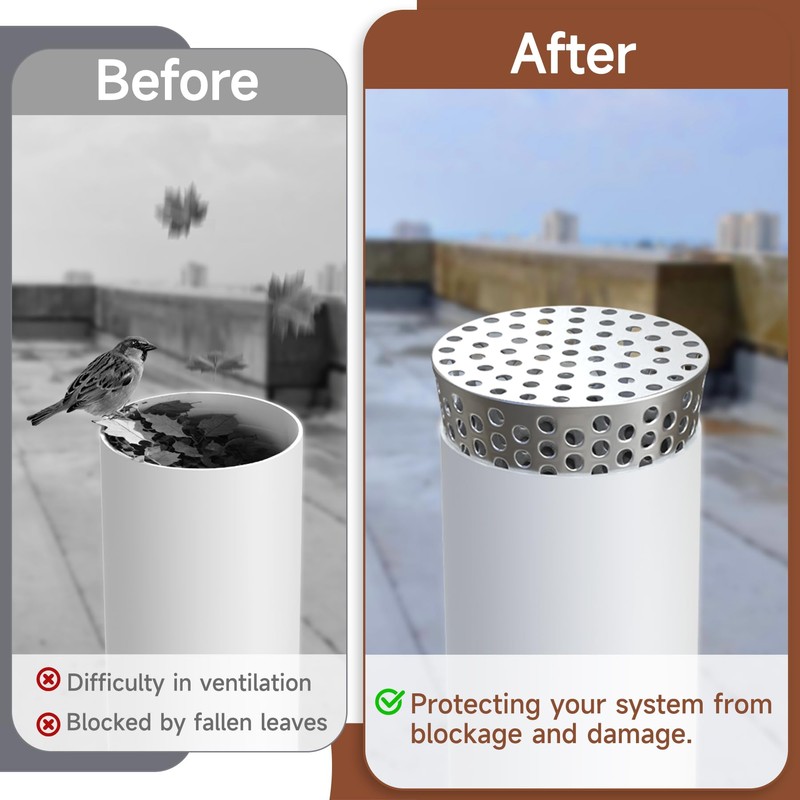 BJADE'S PVC Pipe Termination Cap,Stainless Steel Mesh Screen Vent Cover