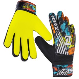 ZASH Soccer Goalie Gloves, Football Goalkeeper Gloves for Kids Boys Youth & Adult Along with 4mm Latex Super (Yellow Fluorescent, Size 4 Suitable for 6 to 9 Years Old)