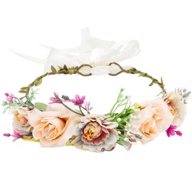 Chanaco Flower Crown Flower Crowns for women Flower Crown for Girls Purple Floral Crown for Wedding Flower Headband for Baby Shower Flower Girl Headpiece Boho Flower Headbands for Women