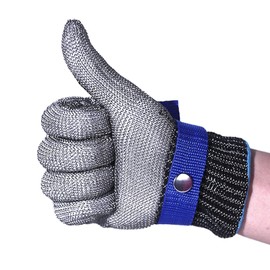 Level A9 Cut Resistant Glove, Stainless Steel Mesh Metal Glove, Food Grade for Kitchen Cooking, Butcher Meat Cutting，Oyster Shucking, Mandoline, Fishing (S), Small, Silver Gray