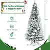 POWERSTONE 8ft Snow White Christmas Tree with Berries and Poinsettia