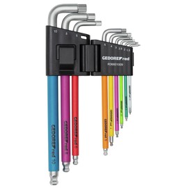 GEDORE Red R36601009 Allen Key Set Hexagonal 1.5 - 10 mm, 9-Piece Set with Colour Coding and Kogel Head