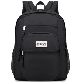abshoo Big Student Backpack for School Water Resistant Lightweight College Bookbag Travel Backpack (Black)