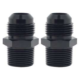 VehiMata 4AN Male Flare to 3/8" NPT Pipe Fitting Adapter Straight Aluminum Black 2pcs