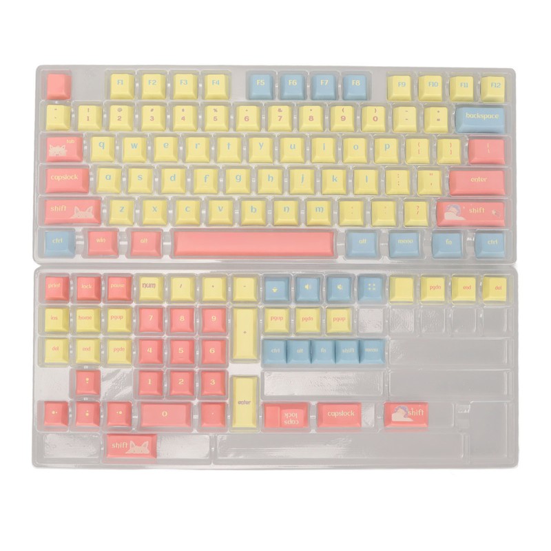 Mechanical Keyboard Keycaps 124 Keys PBT Dye Sublimation Vivid Colors
